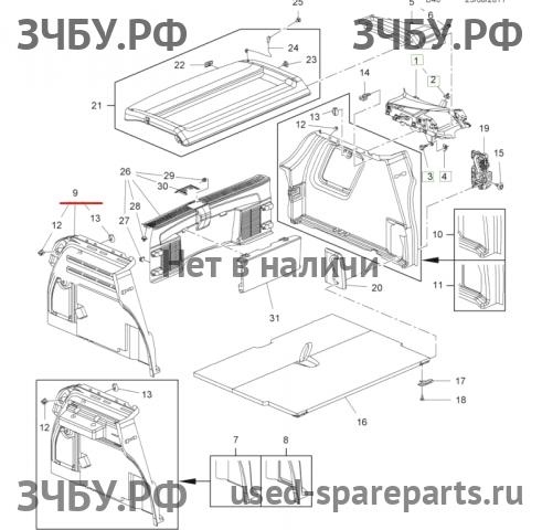 Opel Astra J Обшивка багажника боковая левая
