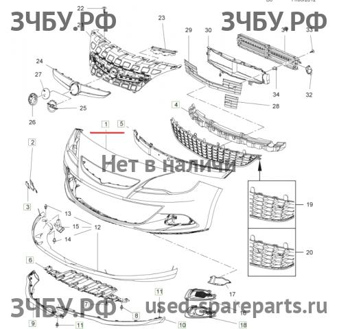 Opel Astra J Бампер передний