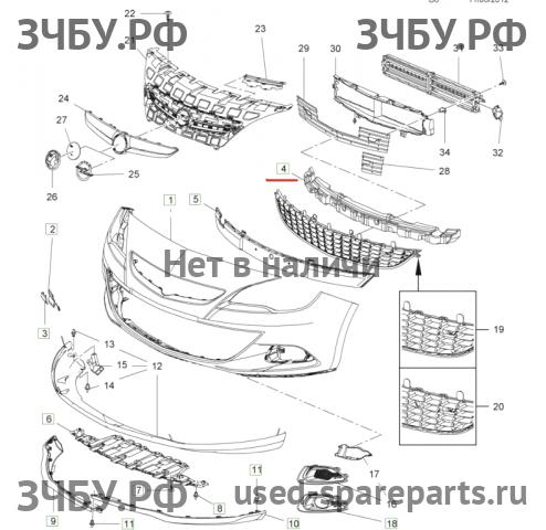 Opel Astra J Наполнитель бампера передний