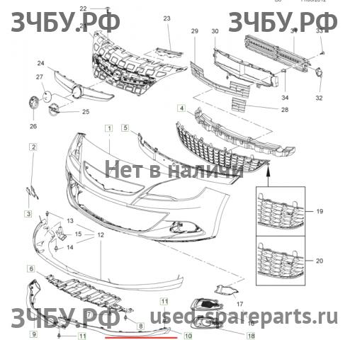 Opel Astra J Спойлер переднего бампера
