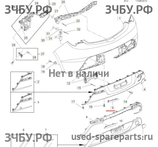 Opel Astra J Отражатель в бампер правый