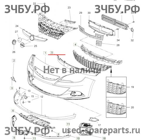 Opel Astra J Накладка переднего бампера