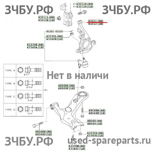 Toyota Corolla (E14 - E15) Кулак поворотный передний правый (со ступицей)