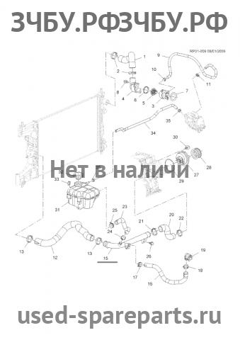 Chevrolet Cruze 1 Трубка охлаждающей жидкости